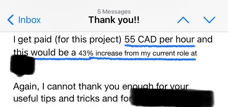Client message reporting a new contract rate, thanking Ronen for his strategies